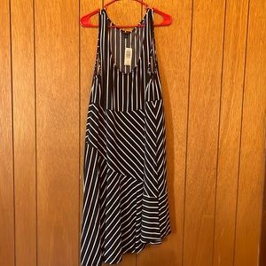NWT Torrid Black and White Striped Asymmetrical Midi Dress